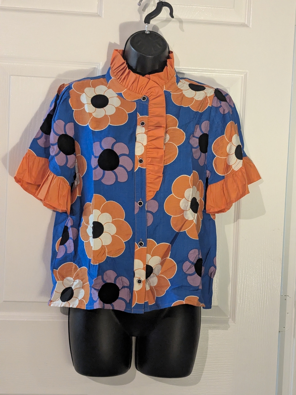 Jodifl Retro Floral Ruffle Blouse Possible Sample Showroom Piece